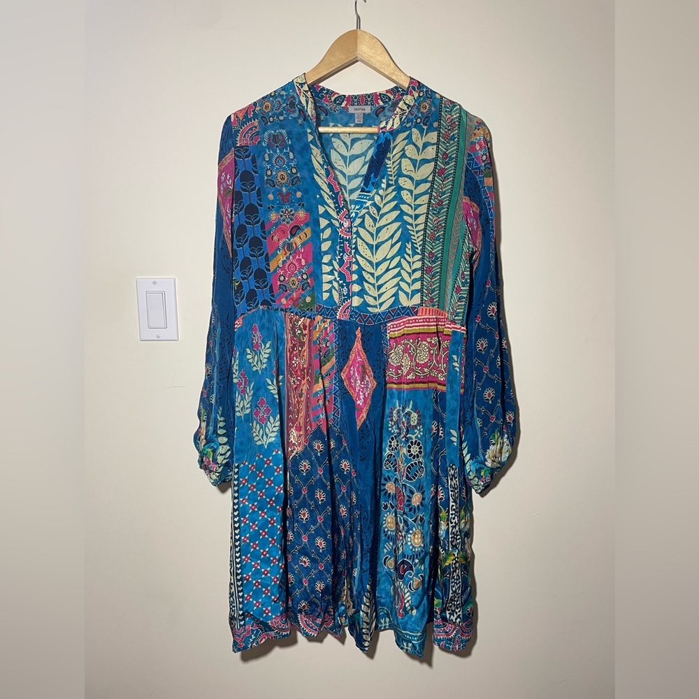 tristan Bohemian Blue Floral Dress - Picture 7 of 8